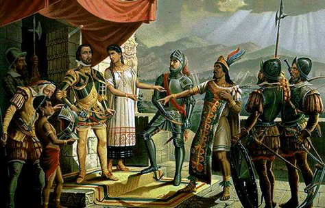 Hernán Cortés, Moctezuma y la bella india Marina